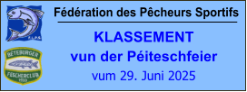 Fédération des Pêcheurs Sportifs KLASSEMENT  vun der Péiteschfeier  vum 29. Juni 2025