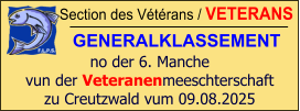 Section des Vétérans / VETERANS GENERALKLASSEMENT  no der 6. Manche vun der Veteranenmeeschterschaft zu Creutzwald vum 09.08.2025