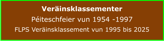 Veräinsklassementer Péiteschfeier vun 1954 -1997 FLPS Veräinsklassement vun 1995 bis 2025