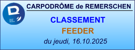 CARPODRÔME de REMERSCHEN du jeudi, 16.10.2025    CLASSEMENT FEEDER