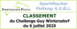 Sportfëscher  Peiteng A.S.B.L.  CLASSEMENT du Challenge Guy Wintersdorf du 6 juillet 2025