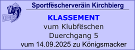 Sportfëscherveräin Kirchbierg  KLASSEMENT vum Klubfëschen Duerchgang 5 vum 14.09.2025 zu Königsmacker
