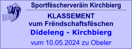 Sportfëscherveräin Kirchbierg KLASSEMENT vum Frëndschaftsfëschen  Dideleng - Kirchbierg vum 10.05.2024 zu Obeler