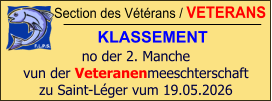 Section des Vétérans / VETERANS KLASSEMENT  no der 2. Manche vun der Veteranenmeeschterschaft zu Saint-Léger vum 19.05.2026