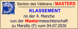 Section des Vétérans / MASTERS KLASSEMENT no der 4. Manche vun der Mastermeeschterschaft zu Marsilly (F) vum 04.07.2026