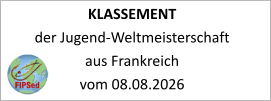 KLASSEMENT  der Jugend-Weltmeisterschaft aus Frankreich vom 08.08.2026