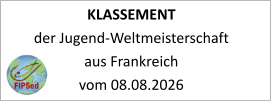 KLASSEMENT  der Jugend-Weltmeisterschaft aus Frankreich vom 08.08.2026