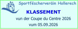 Sportfëscherveräin Hollerech  KLASSEMENT vun der Coupe du Centre 2026 vum 05.09.2026