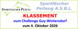 Sportfëscher  Peiteng A.S.B.L.  KLASSEMENT vum Challenge Guy Wintersdorf vum 4. Oktober 2026