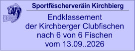 Sportfëscherveräin Kirchbierg Endklassement  der Kirchberger Clubfischen nach 6 von 6 Fischen vom 13.09..2026