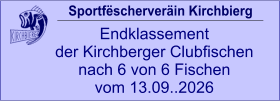 Sportfëscherveräin Kirchbierg Endklassement  der Kirchberger Clubfischen nach 6 von 6 Fischen vom 13.09..2026