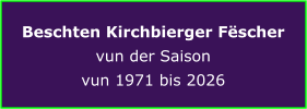 Beschten Kirchbierger Fëscher vun der Saison vun 1971 bis 2026
