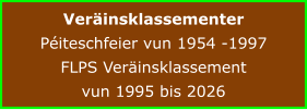 Veräinsklassementer Péiteschfeier vun 1954 -1997 FLPS Veräinsklassement  vun 1995 bis 2026